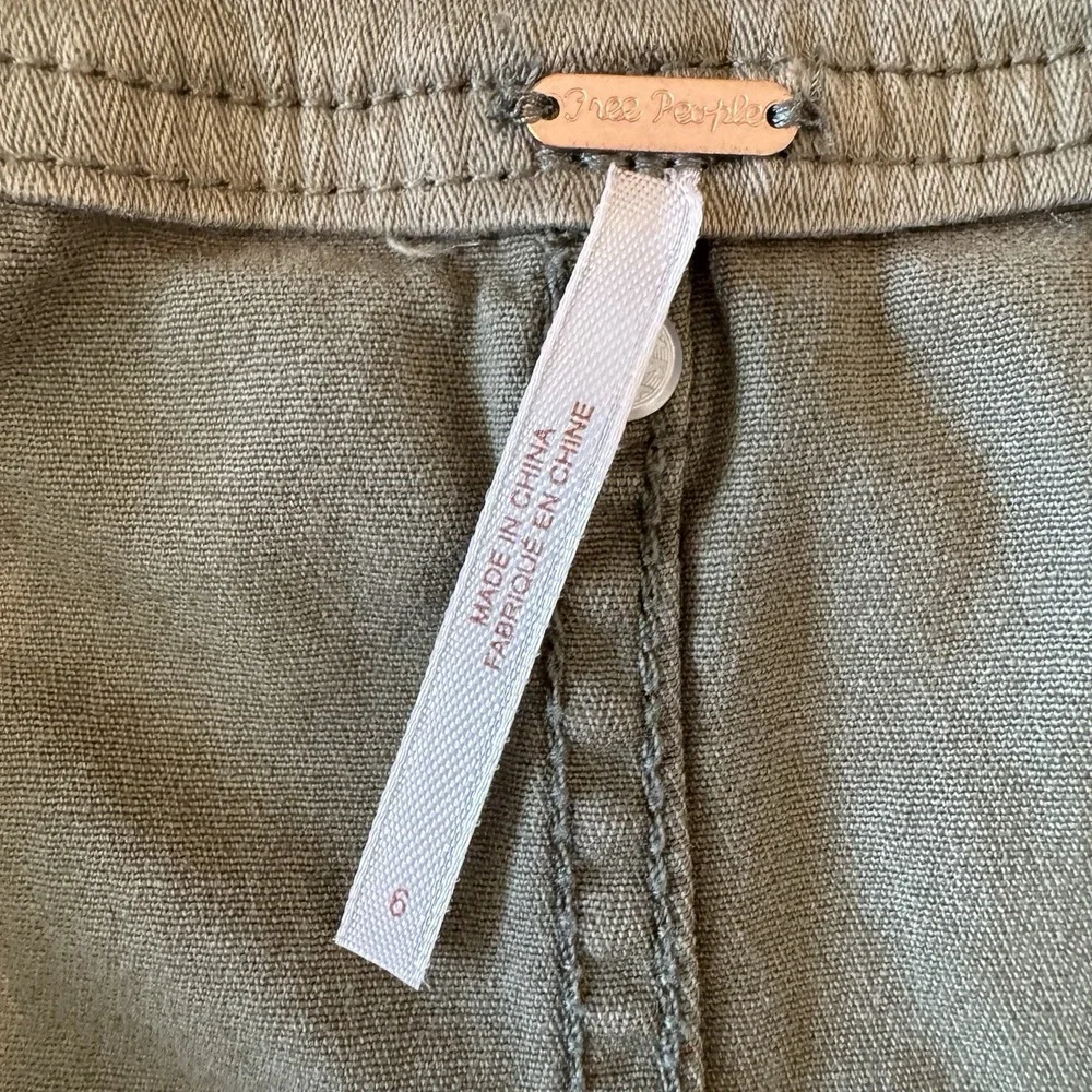 Free People Too Cool Military‎ Utility Mini Skirt Olive Zip Front Festival 6